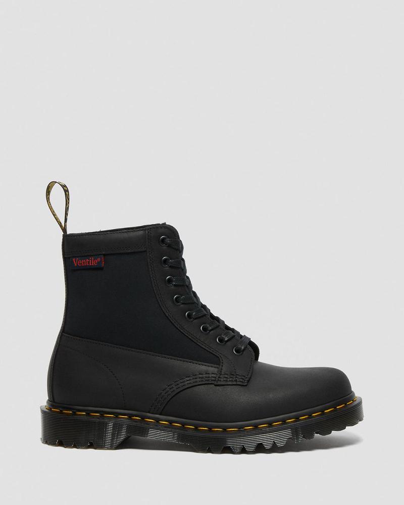 Black Women's Dr Martens 1460 Panel Made in England Leather Lace Up Boots | CA 173CTV